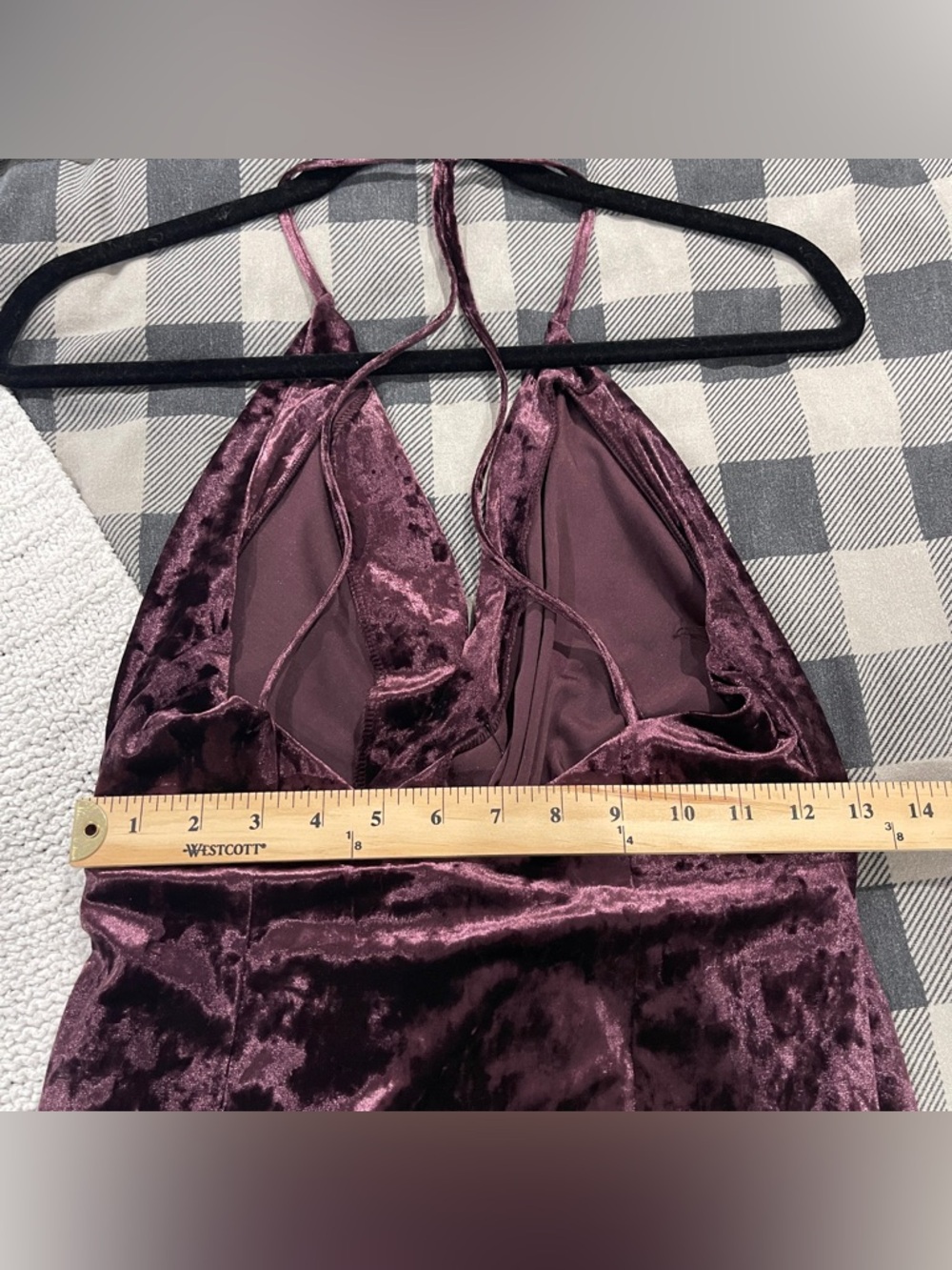 ZARA Burgundy Velvet Halter Mini Dress Open Back Party Size S - Picture 8 of 8
